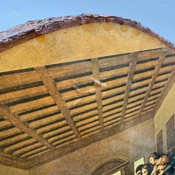 The Last Supper Laquered Wood Wall Art Religious Rustic Home Decor Litho 11 x 9 - Picture 2 of 12